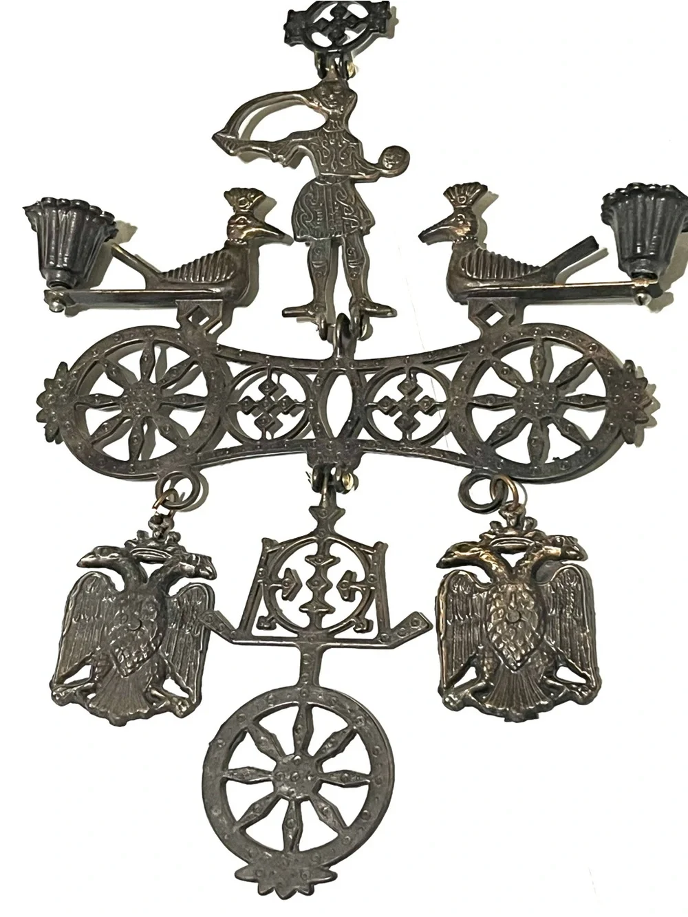 Antique-Style Brass Wall Hanging in Dark Bronze